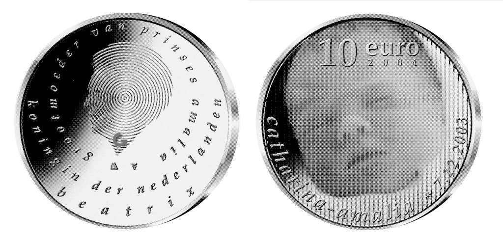 Catharina Amalia 7-12-2003 10 Euro 2004 Geboortemunt Prinses Catharina-Amalia